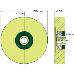 Rouleau n° 212 – rouleau porteur en plastique Ø124 mm pour machines Grimme | OEM Grimme 623.00012 | fabricant KiJ