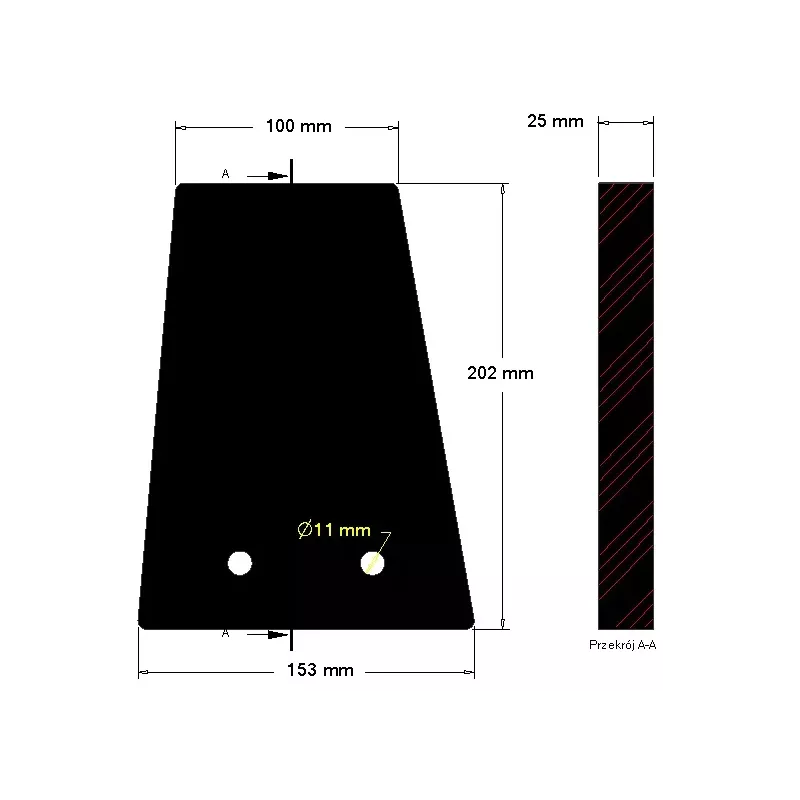 Palette en caoutchouc d'alimentation forcée – élément en caoutchouc fabriqué par KiJ | OEM 110698 | fabricant KiJ