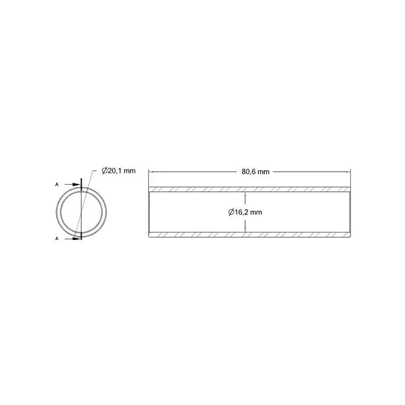 Bague de réduction 20×16×80 – pièce de rechange pour machines ROPA | OEM ROPA 110091104 | fabricant KiJ