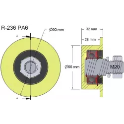 Rouleau n° 236 – rouleau en plastique Ø66 mm pour machines Wuhlmaus | fabricant KiJ