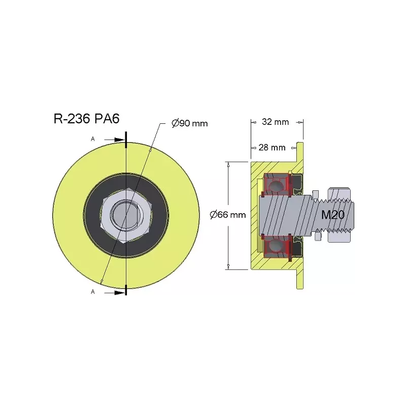 Rouleau n° 236 – rouleau en plastique Ø66 mm pour machines Wuhlmaus | fabricant KiJ