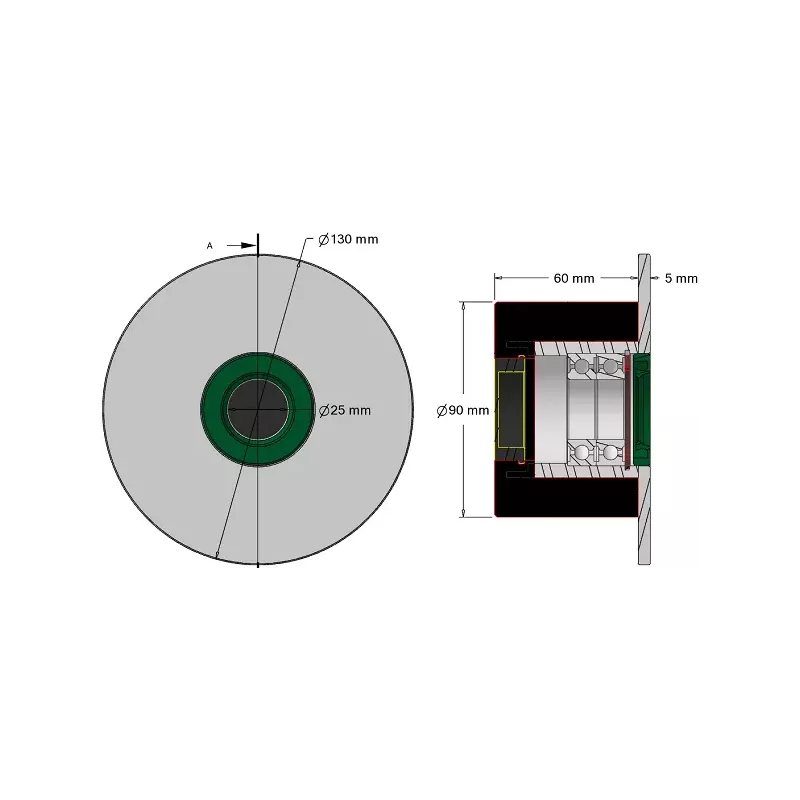 Rouleau n° 297a – rouleau porteur en acier-caoutchouc pour machines Dewulf | fabricant KiJ