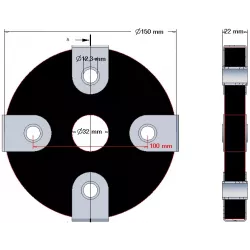 Disque élastique à 4 trous avec douilles acier – disque d'accouplement élastique fabriqué par KiJ | OEM 2009-02-009 | fabricant KiJ