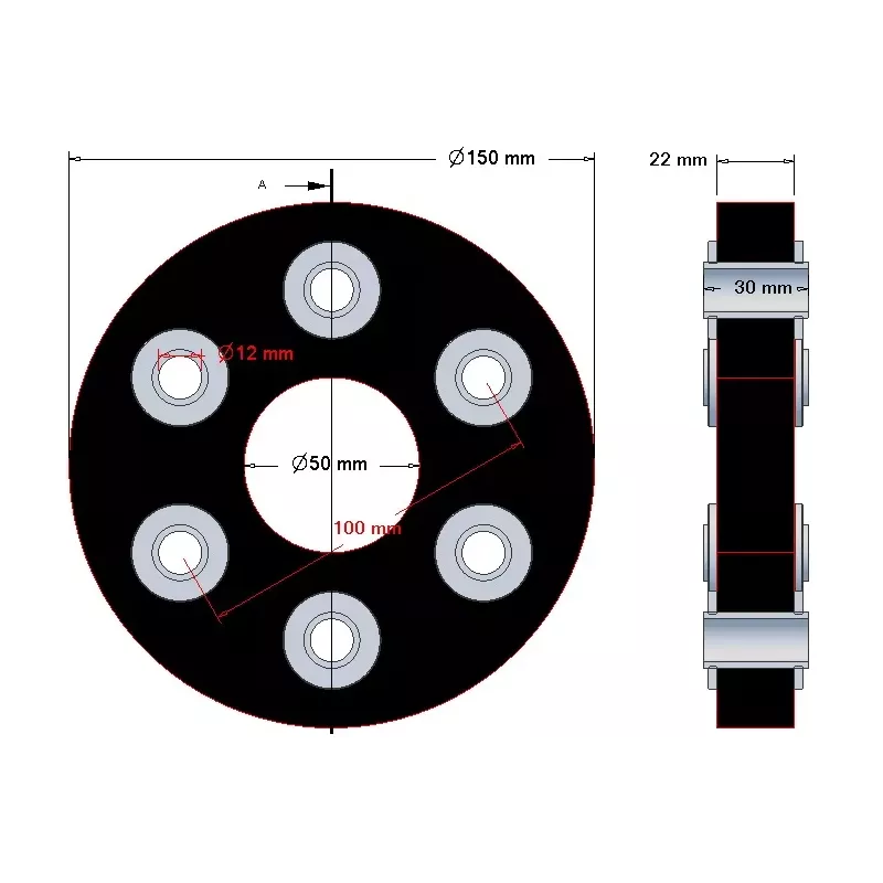 Disque élastique épais – disque d'accouplement élastique fabriqué par KiJ | OEM 7088-92-504 | fabricant KiJ
