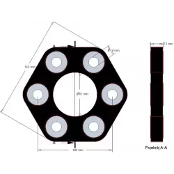Disque élastique Claas 143 – accouplement élastique pour machines Claas | OEM Claas 0623.4106, 06234106, 11106031112 | fabricant KiJ