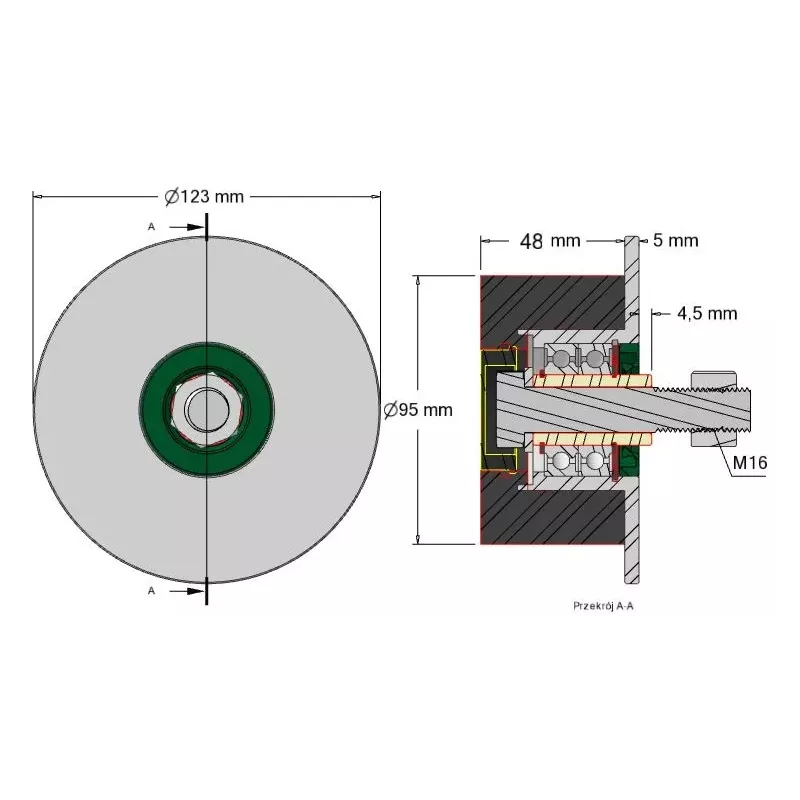 Rouleau n° 20 – rouleau porteur en acier-caoutchouc Ø95 mm pour machines Grimme | OEM Grimme 200.27585, 200.27584, 200.00804 | fabricant KiJ