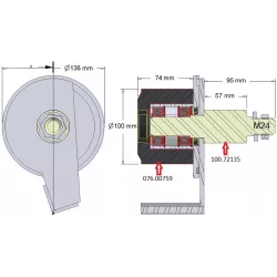 Rouleau n° 279a – rouleau de renvoi en acier-caoutchouc Ø100 mm pour machines Grimme | OEM Grimme 200.72137, 076.00759, 100.72135 | fabricant KiJ