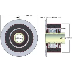 Rouleau n° 136 – rouleau de renvoi en acier-caoutchouc Ø132 mm pour machines Grimme | OEM Grimme 200.33879 | fabricant KiJ