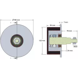 Rouleau n° 6 – rouleau de renvoi en acier-caoutchouc Ø132 mm pour machines Grimme | OEM Grimme 200.17570, 200.08260, 076.00974 | fabricant KiJ