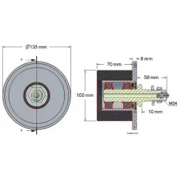 Rouleau n° 8a – rouleau porteur en acier-caoutchouc Ø100 mm pour machines Grimme | OEM Grimme 088.00324, 200.46340, 200.11197 | fabricant KiJ