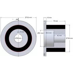 Rouleau n° 9 – rouleau de renvoi en acier-caoutchouc Ø100 mm pour machines Grimme | OEM Grimme 076.00912, 001.00197 | fabricant KiJ