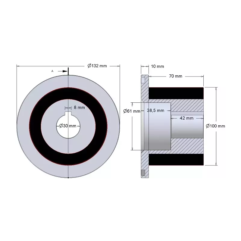 Rouleau n° 9 – rouleau de renvoi en acier-caoutchouc Ø100 mm pour machines Grimme | OEM Grimme 076.00912, 001.00197 | fabricant KiJ