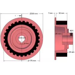 Rouleau n° 19a – rouleau d'entraînement en fonte-caoutchouc Ø170 mm pour machines Grimme | OEM Grimme 076.00822 | fabricant KiJ