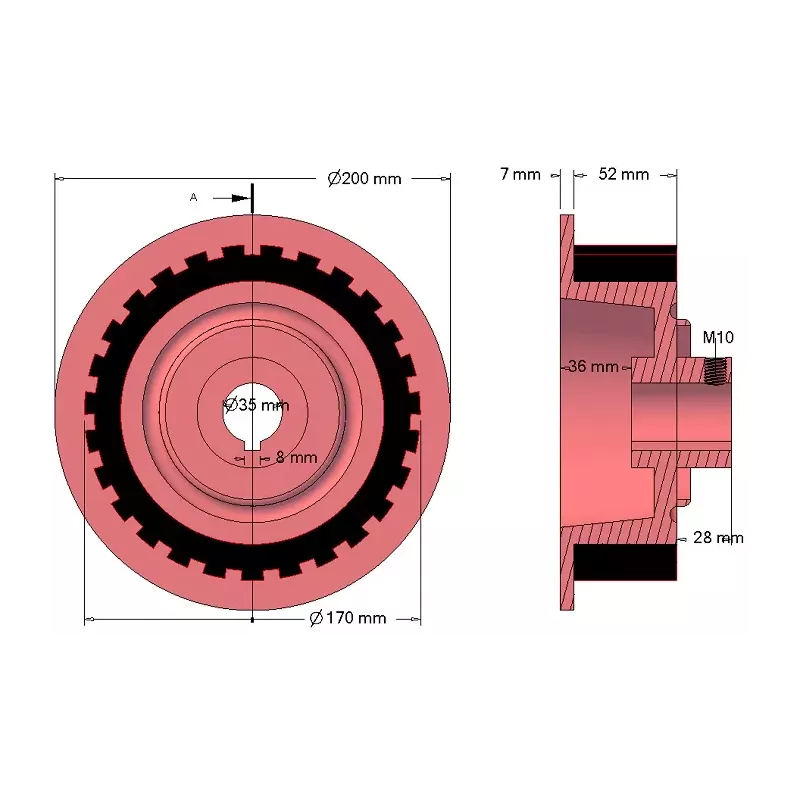 Rouleau n° 19a – rouleau d'entraînement en fonte-caoutchouc Ø170 mm pour machines Grimme | OEM Grimme 076.00822 | fabricant KiJ