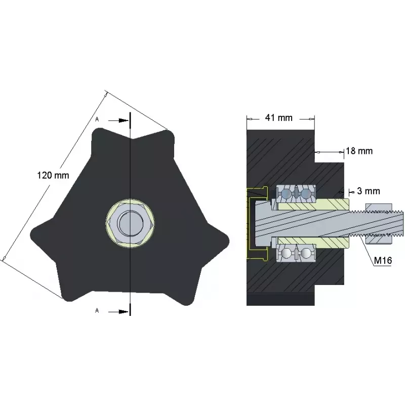 Rouleau n° 32 – rouleau secoueur en caoutchouc Ø120 mm pour machines Grimme | OEM Grimme 200.12104, 200.34296, 200.34514 | fabricant KiJ