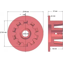 Rouleau n° 51 – rouleau d'entraînement en fonte Ø101 mm pour machines Grimme | OEM Grimme 006.00066, 006.00067 | fabricant KiJ