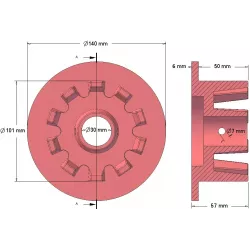 Rouleau n° 64 – rouleau d'entraînement en fonte Ø101 mm pour machines Grimme | OEM Grimme 006.00068, 006.00069, 006.00550 | fabricant KiJ