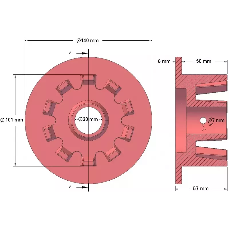 Rouleau n° 64 – rouleau d'entraînement en fonte Ø101 mm pour machines Grimme | OEM Grimme 006.00068, 006.00069, 006.00550 | fabricant KiJ