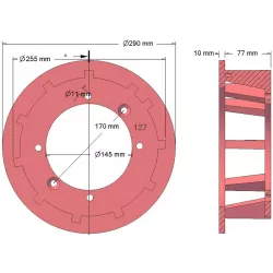 Rouleau n° 127 – rouleau d'entraînement en fonte Ø250 mm, pas 40 mm, pour machines Grimme | OEM Grimme 006.00059, 006.00347, 006.00722 | fabricant KiJ