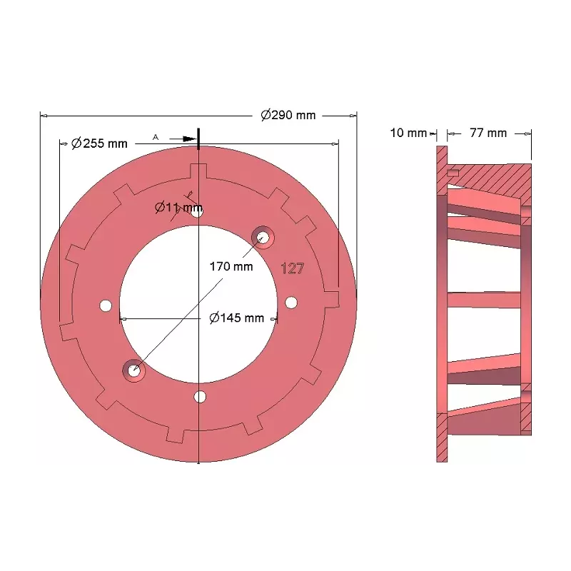 Rouleau n° 127 – rouleau d'entraînement en fonte Ø250 mm, pas 40 mm, pour machines Grimme | OEM Grimme 006.00059, 006.00347, 006.00722 | fabricant KiJ
