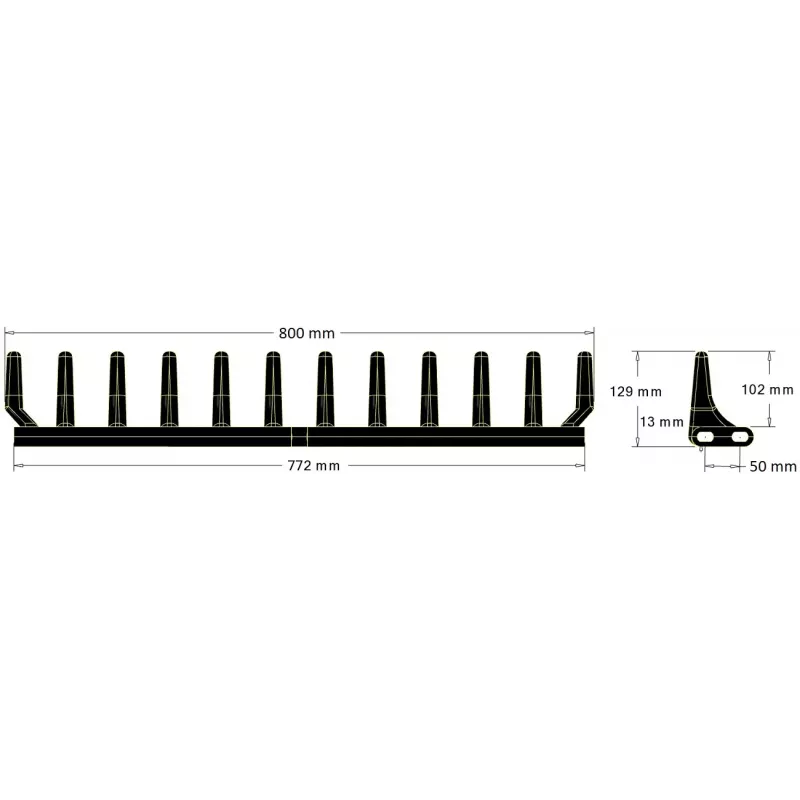 Palette en caoutchouc 12 dents pour tapis au pas de 50 mm (TL50) | OEM 206075 | fabricant KiJ