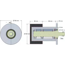 Rouleau n° 101 – rouleau de renvoi en acier-caoutchouc Ø128 mm pour machines Grimme | OEM Grimme 200.09305 | fabricant KiJ