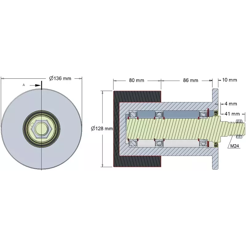 Rouleau n° 101 – rouleau de renvoi en acier-caoutchouc Ø128 mm pour machines Grimme | OEM Grimme 200.09305 | fabricant KiJ