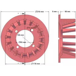 Rouleau n° 104 – rouleau d'entraînement en fonte Ø178 mm, pas 35 mm, pour machines Grimme | OEM Grimme 006.00030 | fabricant KiJ