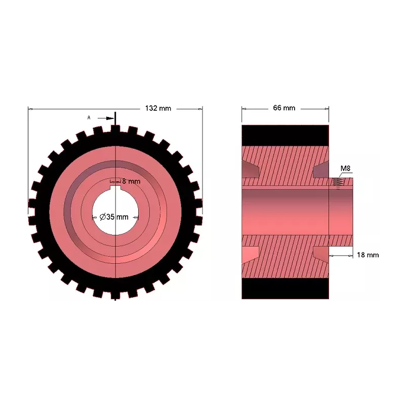 Rouleau n° 220 – rouleau d'entraînement en fonte-caoutchouc Ø132 mm pour machines Grimme | OEM Grimme 076.00655 | fabricant KiJ