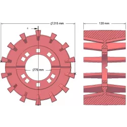 Rouleau n° 198 – rouleau d'entraînement en fonte Ø215 mm, pas 50 mm, pour machines Grimme Maxtron | OEM Grimme 003.00135 | fabricant KiJ