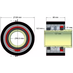 Rouleau n° 207 – rouleau de renvoi en acier-caoutchouc Ø154 mm pour machines Grimme Maxtron | OEM Grimme 200.85956 | fabricant KiJ