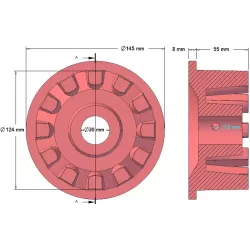 Rouleau n° 16 – rouleau d'entraînement en fonte Ø124 mm pour machines Grimme | OEM Grimme 001.00067, 001.00524, 006.00236 | fabricant KiJ