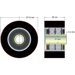 Rouleau n° 185 – rouleau en acier-caoutchouc Ø110 mm pour machines Holmer | OEM Holmer 1130010045 | fabricant KiJ