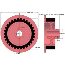 Rouleau n° 45 – rouleau d'entraînement en fonte-caoutchouc pour machines Grimme | OEM Grimme 076.01618, 076.05115 | fabricant KiJ