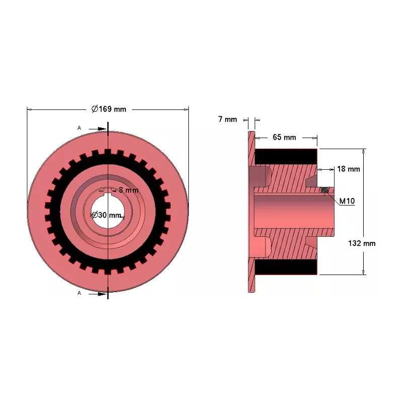 Rouleau n° 66 – rouleau d'entraînement en fonte-caoutchouc Ø132 mm pour machines Grimme | OEM Grimme 076.01322, 001.00504 | fabricant KiJ