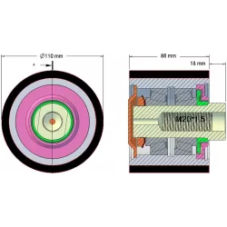 Rouleau n° 186 – rouleau en acier-caoutchouc Ø110 mm pour machines Holmer | OEM Holmer 1131033189, 1203045858 | fabricant KiJ