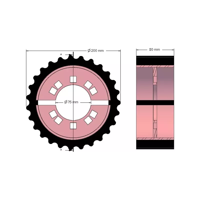 Rouleau n° 224 – rouleau d'entraînement en acier-caoutchouc Ø200 mm pour machines Grimme | OEM Grimme 076.03535 | fabricant KiJ