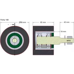 Rouleau n° 189 – rouleau porteur en acier-caoutchouc Ø90 mm pour machines Holmer | OEM Holmer 1131002796 | fabricant KiJ