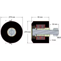 Rouleau n° 13 – rouleau porteur en caoutchouc Ø75 mm pour machines Grimme | OEM Grimme 200.00821 | fabricant KiJ