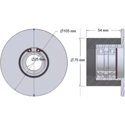 Rouleau n° 57 – rouleau porteur en acier-caoutchouc Ø75 mm pour machines Grimme | OEM Grimme 088.00337, 001.00340 | fabricant KiJ