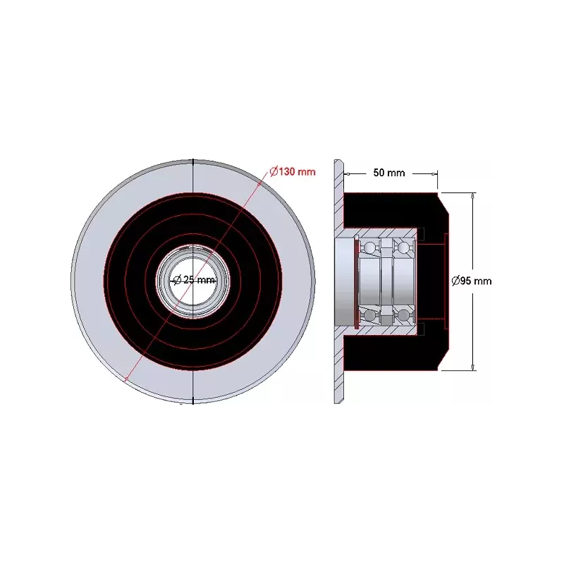 Rouleau n° 63 – rouleau porteur en acier-caoutchouc Ø95 mm pour machines Grimme | OEM Grimme 088.00315 | fabricant KiJ