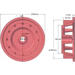 Rouleau n° 171 – rouleau d'entraînement en fonte Ø258 mm, pas 35 mm, pour machines Grimme | OEM Grimme 006.00537 | fabricant KiJ