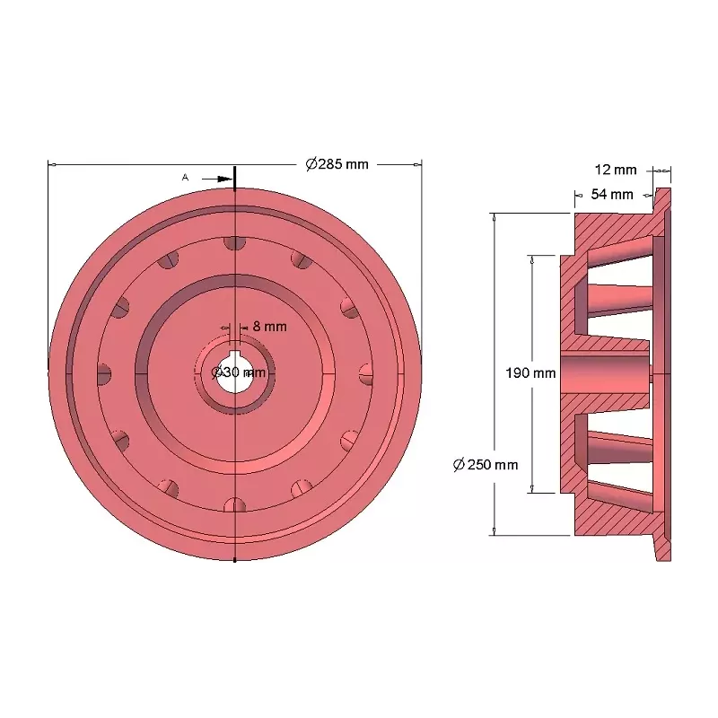 Rouleau n° 171 – rouleau d'entraînement en fonte Ø258 mm, pas 35 mm, pour machines Grimme | OEM Grimme 006.00537 | fabricant KiJ