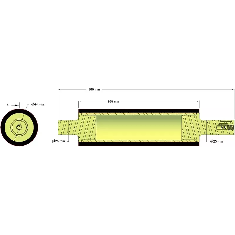 Rouleau n° 254 – rouleau racleur en acier-caoutchouc Ø64 mm pour machines Grimme | OEM Grimme 076.01515 | fabricant KiJ