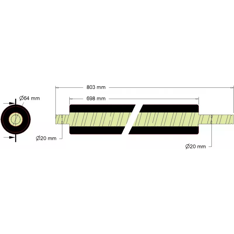 Rouleau n° 255 – rouleau racleur en acier-caoutchouc Ø64 mm pour machines Grimme | OEM Grimme 076.01516 | fabricant KiJ