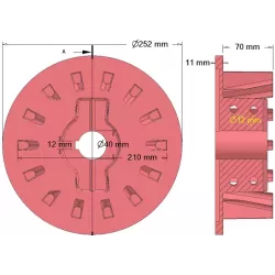 Rouleau n° 39 – rouleau d'entraînement en fonte Ø210 mm, pas 50 mm, pour machines Holmer | OEM Holmer 1057000829 | fabricant KiJ