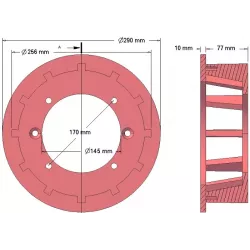 Rouleau n° 102 – rouleau d'entraînement en fonte Ø256 mm, pas 35 mm, pour machines Grimme | OEM Grimme 006.00058, 006.00638 | fabricant KiJ