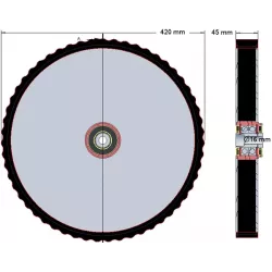 Rouleau n° 247 – rouleau tire-fanes en acier-caoutchouc Ø420 mm pour machines Grimme | OEM Grimme 200.29538 | fabricant KiJ
