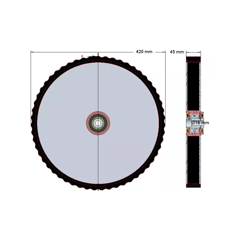 Rouleau n° 247 – rouleau tire-fanes en acier-caoutchouc Ø420 mm pour machines Grimme | OEM Grimme 200.29538 | fabricant KiJ