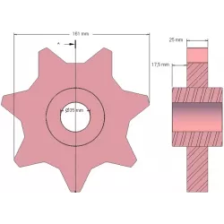 Rouleau n° 223 – rouleau d'entraînement en acier Ø179 mm pour machines Holmer | OEM Holmer 1079022239 | fabricant KiJ